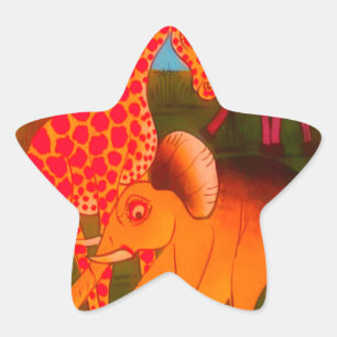 Vintage Colourful African wild animal colours desi Star Sticker