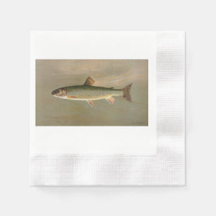Vintage Colourful American Brook Trout Fish Art Napkin