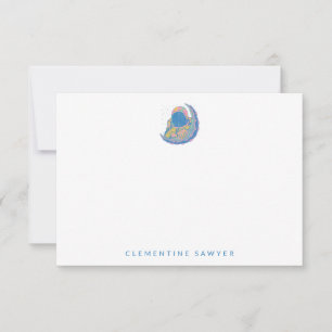 Vintage Colourful Astronaut and Moon Illustration  Thank You Card