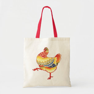 Vintage Colourful Barnyard Chicken from Farm Tote Bag
