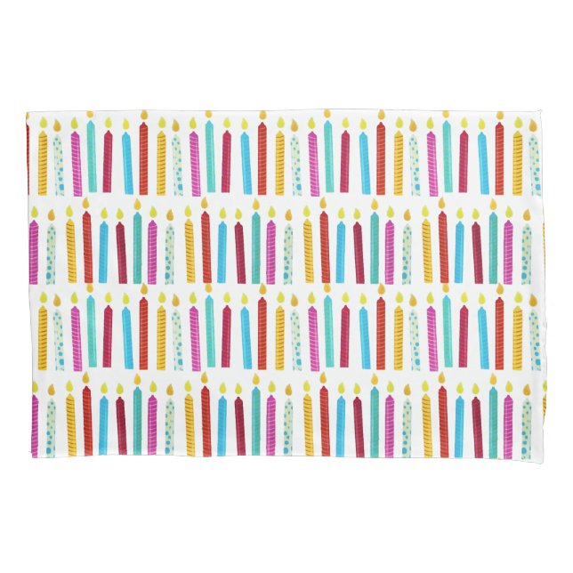 Vintage Colourful Birthday Candles Party Pillowcase (Front)