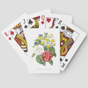 vintage colourful botanical flowers by Redoute. Playing Cards