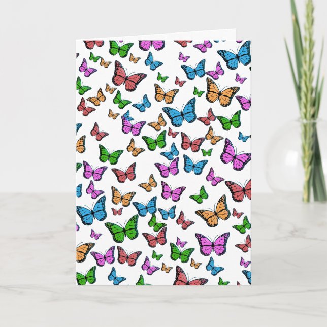 Vintage Colourful Butterflies Illustration Art Card (Front)