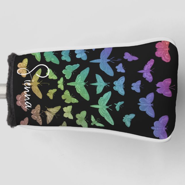 Vintage colourful butterflies moths insects  golf head cover (Front)