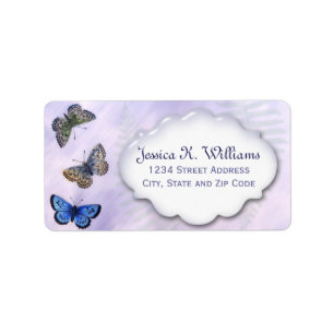 Vintage Colourful Butterflies & Purple Background Label