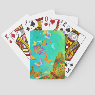 Vintage Colourful Butterfly Gold Glitter Watercolo Playing Cards