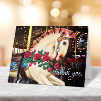 Vintage Colourful Carousel Horse Roses Photo Scrip