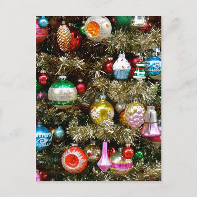 Vintage Colourful Christmas Ornaments Postcard (Front)