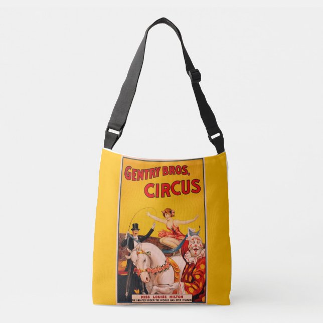 Vintage Colourful Circus Performer Poster Crossbody Bag (Front)
