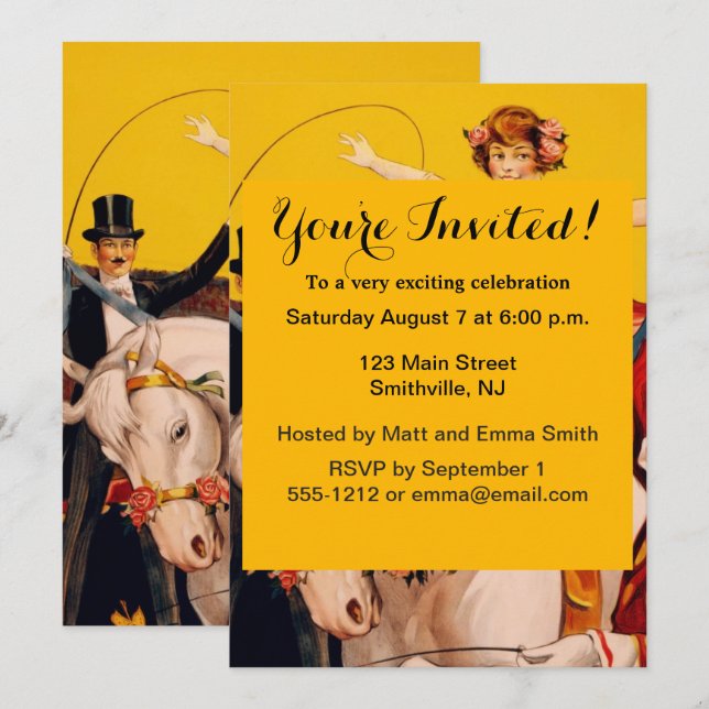 Vintage Colourful Circus Performer Poster Invitation (Front/Back)
