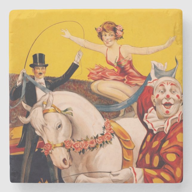 Vintage Colourful Circus Performer Poster Stone Coaster (Front)
