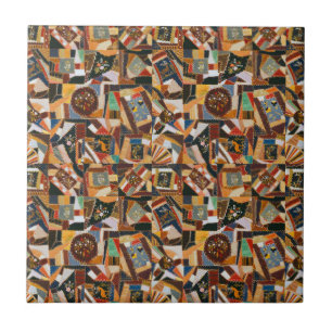 Vintage Colourful Crazy Quilt Tile