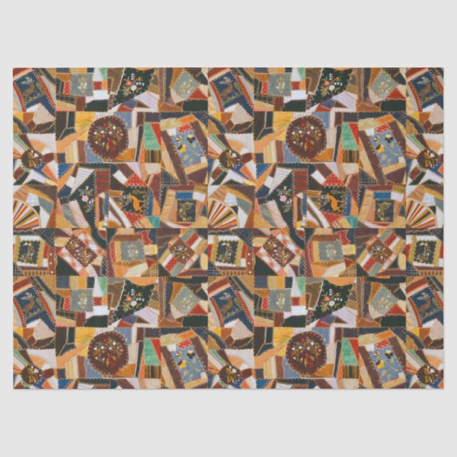 Vintage Colourful Crazy Quilt Tissue Paper (Front)