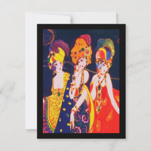 Vintage Colourful Deco Women with Jewellery Invitation