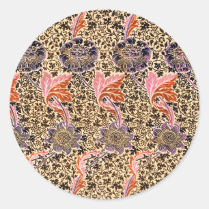 Vintage Colourful Decorative Floral Pattern Classic Round Sticker
