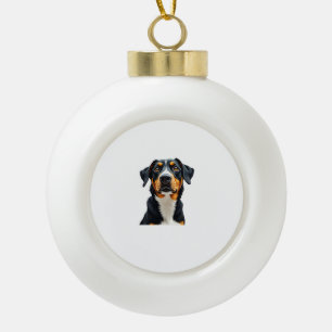 Vintage Colourful Dog Portrait Illustration Retro Ceramic Ball Christmas Ornament