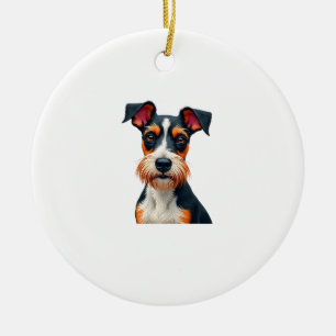 Vintage Colourful Dog Portrait Illustration Retro Ceramic Ornament