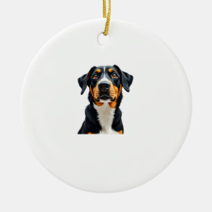 Vintage Colourful Dog Portrait Illustration Retro Ceramic Ornament