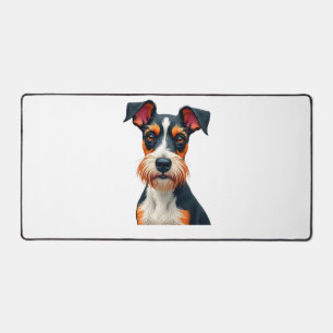 Vintage Colourful Dog Portrait Illustration Retro Desk Mat