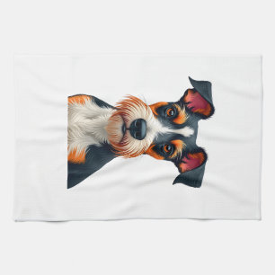Vintage Colourful Dog Portrait Illustration Retro  Kitchen Towel