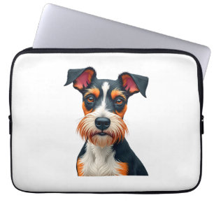 Vintage Colourful Dog Portrait Illustration Retro Laptop Sleeve