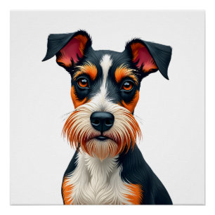 Vintage Colourful Dog Portrait Illustration Retro  Poster