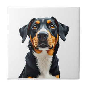 Vintage Colourful Dog Portrait Illustration Retro Tile