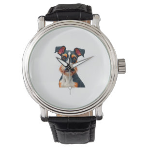 Vintage Colourful Dog Portrait Illustration Retro Watch