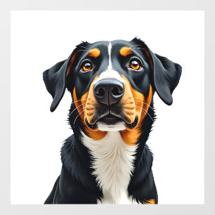 Vintage Colourful Dog Portrait Illustration Retro Window Cling