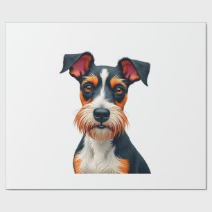 Vintage Colourful Dog Portrait Illustration Retro Wrapping Paper