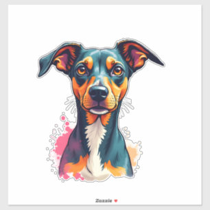 Vintage Colourful Dog Portrait Pop Art Illustratio