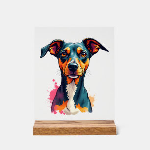 Vintage Colourful Dog Portrait Pop Art Illustratio Acrylic Sign
