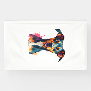 Vintage Colourful Dog Portrait Pop Art Illustratio Banner