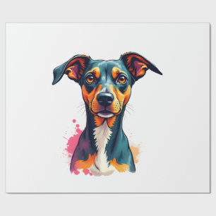 Vintage Colourful Dog Portrait Pop Art Illustratio Wrapping Paper
