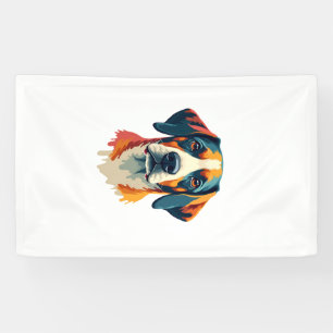 Vintage Colourful Dog Portrait Pop Art Style Pet I Banner