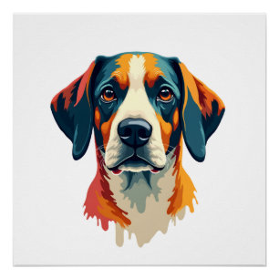 Vintage Colourful Dog Portrait Pop Art Style Pet I Poster