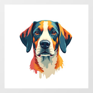 Vintage Colourful Dog Portrait Pop Art Style Pet I Window Cling