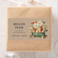 Vintage Colourful Floral Chicken Egg Carton Label