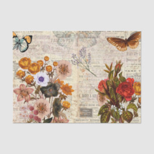 Vintage Colourful Floral Decoupage  Tissue Paper