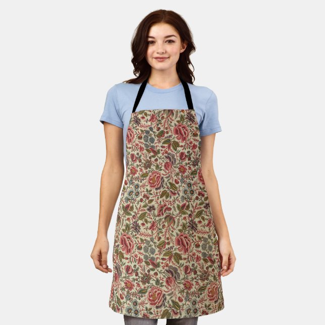 Vintage Colourful Floral Print Apron (Worn)