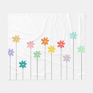 Vintage Colourful Flower Fleece Blanket