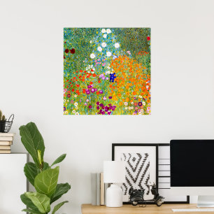 Vintage Colourful Flower Garden by Gustav Klimt  Poster
