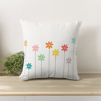 Vintage Colourful Flower Throw Pillow