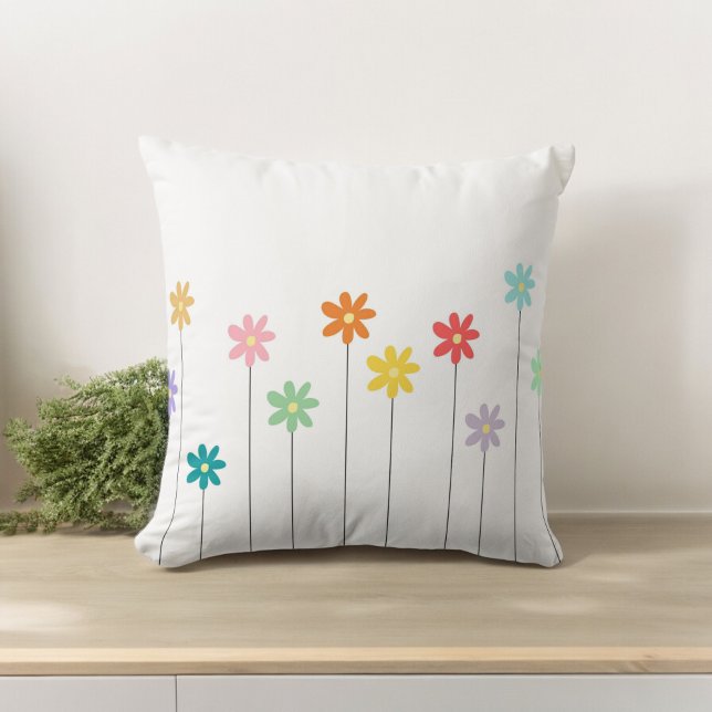 Vintage Colourful Flower Throw Pillow (Creator Uploaded)