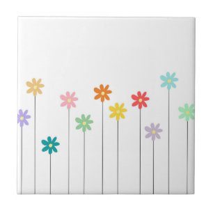 Vintage Colourful Flower Tile