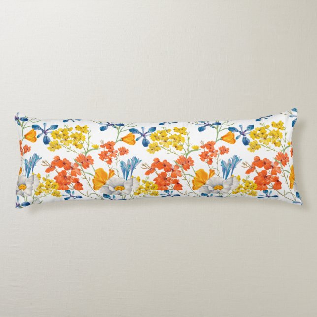 Vintage Colourful Flowers Pattern Body Pillow (Back)