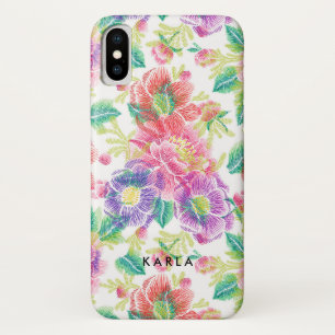 Vintage Colourful Flowers Pattern Case-Mate iPhone Case