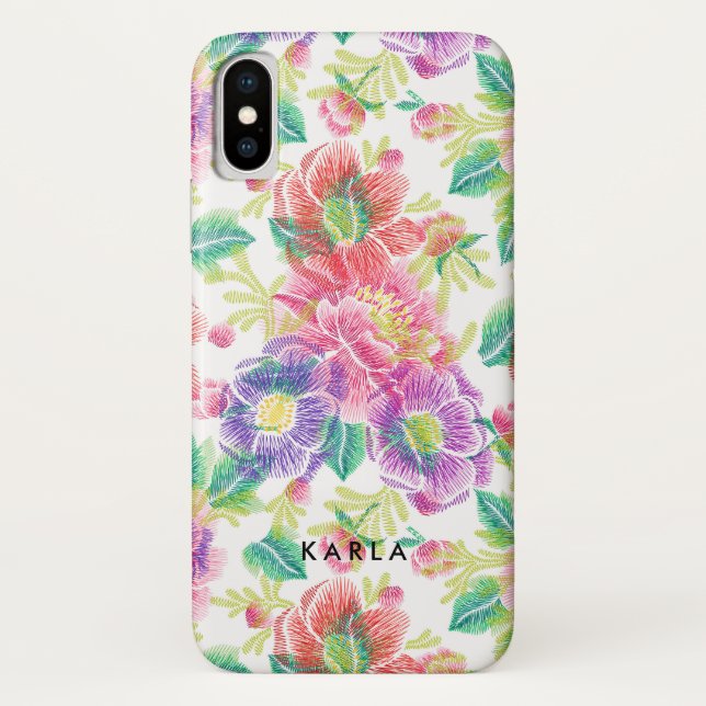 Vintage Colourful Flowers Pattern Case-Mate iPhone Case (Back)