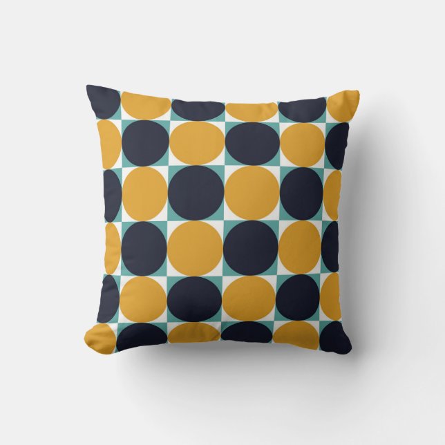 Vintage colourful geometry: circle pattern. throw pillow (Front)