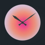 Vintage Colourful Gradient Round Clock<br><div class="desc">Gradient Design - Aura Effect - Green,  Lilac,  Orange And Pink Ombre.</div>